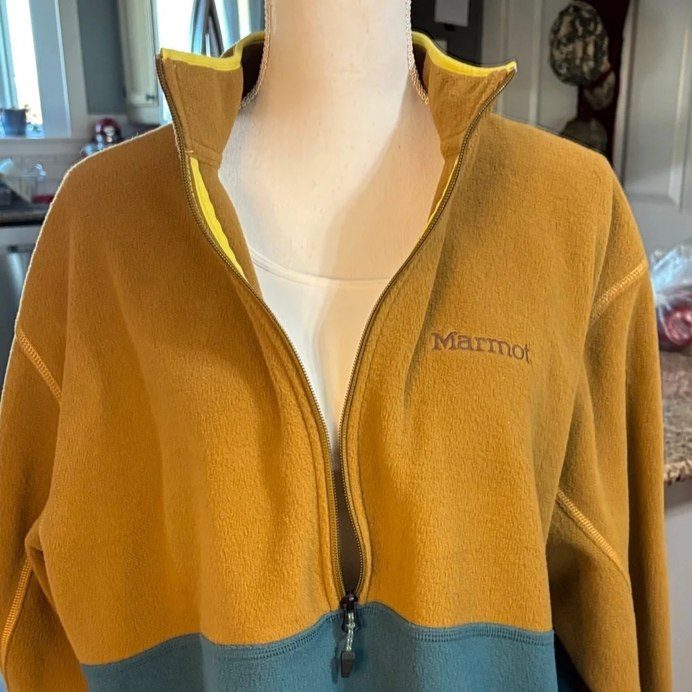 Marmot Men's Rocklin pullover 1/2 zip-up Mustard and Teal size XL oversized NWOT
